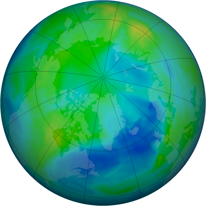 Arctic ozone map for 29 October 2012